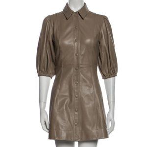 Ganni Lambskin Leather Shirtdress